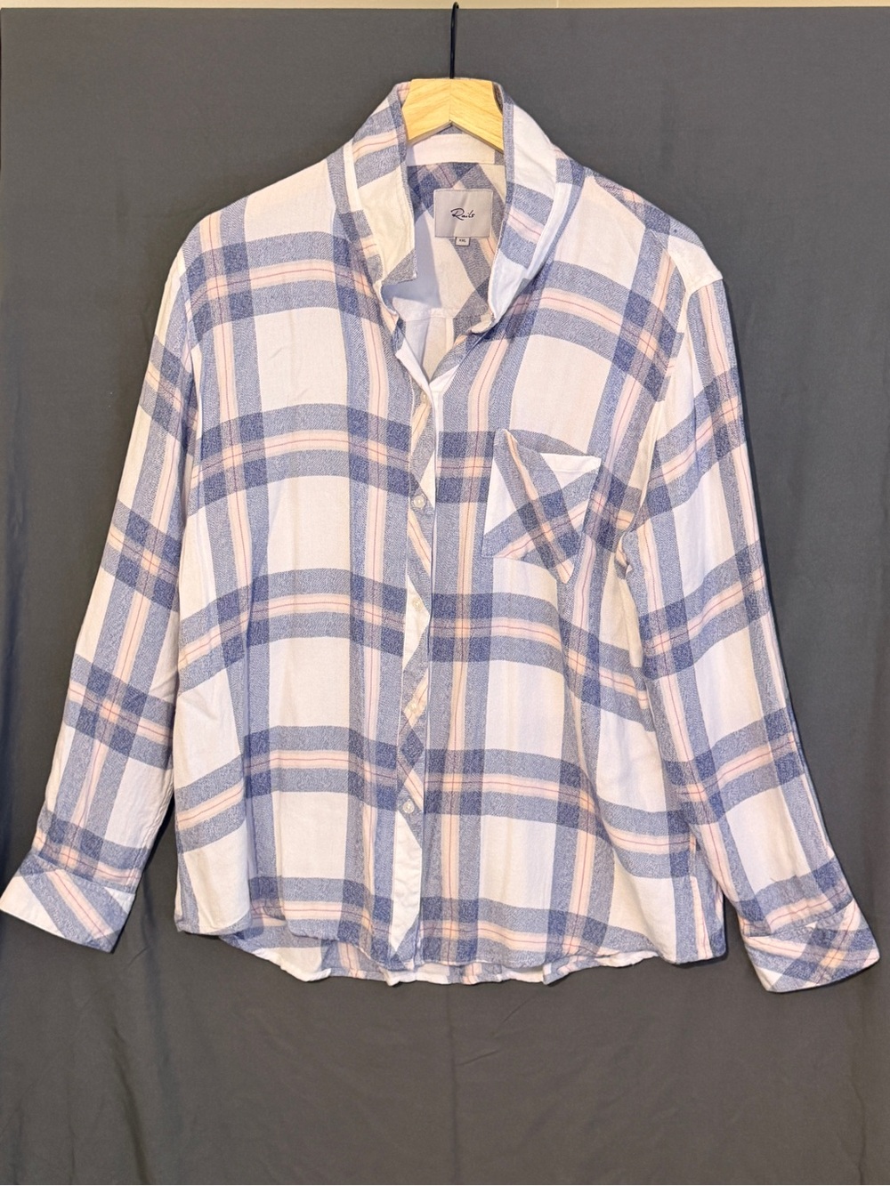Rails White Plaid Button-Up Blouse with Blue and Pink Stripes - Picture 2 of 5